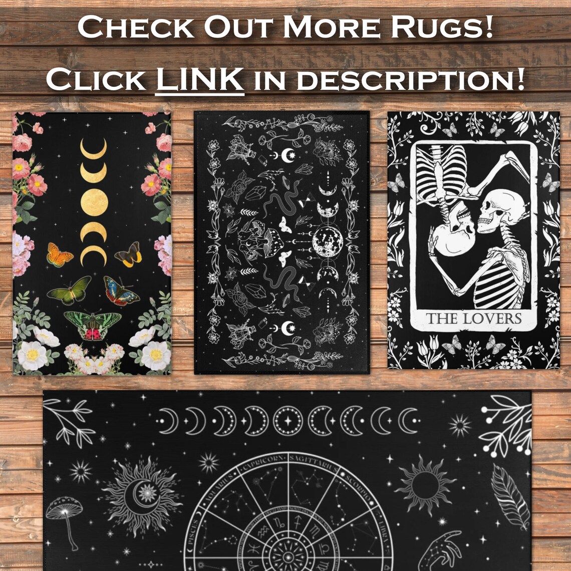 Gothic Area Rug Moon Phase Rug Witchcraft Decor Halloween - Etsy