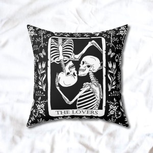 Tarot Pillow, The Lovers, Witchy Pillow, Halloween Pillow, Zodiac Pillow, Goblincore Pillow, Gothic Home Decor, Dark Academia Decor