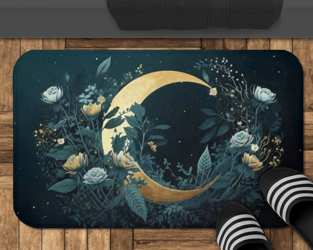 Moon Bath Mat, Witchy Cottagecore Bathroom Rug, Goth Bathroom Decor ...