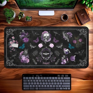 Goth Desk Mat, Moth, Butterfly, Witch Mousepad, Aesthetic Cottagecore Mouse Pad, Dark Academia Office Decor, Desk Pad