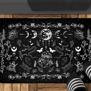 Goth Bath Mat, Celestial Decor, Spooky Witchy Decor, Black Bath Rug, Mushroom Decor, Dark Academia Bathroom Decor, Gothic Home Decor