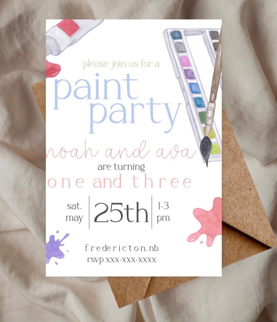 Paint Party Birthday Invitation, Paint Theme Birthday, Art Party