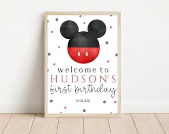 Mickey Mouse party theme welcome sign, disney theme birthday welcome sign, second birthday oh twodles, mickey mouse club house theme sign