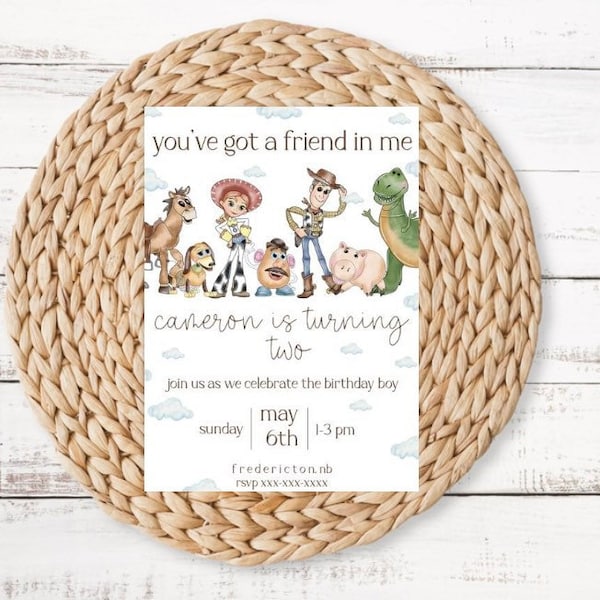 Toy story inspired birthday invite, editable printable digital birthday invitation, watercolor toy story, instant download