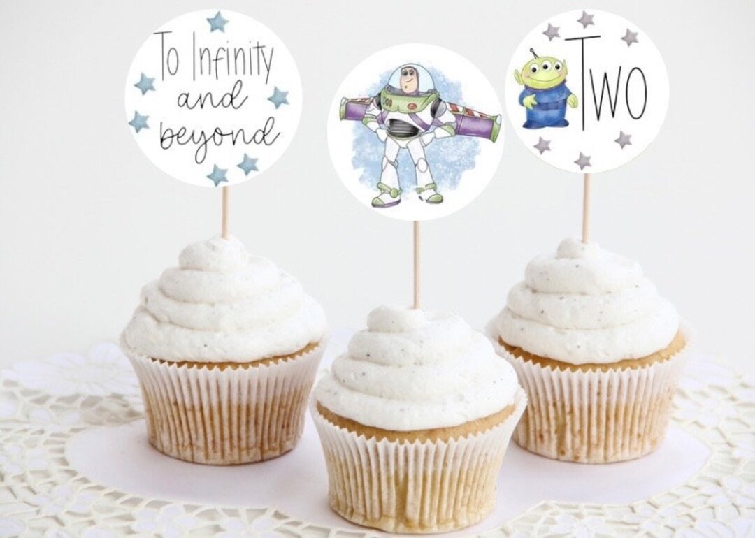 Buzz Lightyear Theme Cupcake Toppers, to Infinity and Beyond, Digital ...
