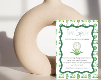 Golf theme editable time capsule sign, first partee birthday theme, first birthday golf theme party, digital download, instant download