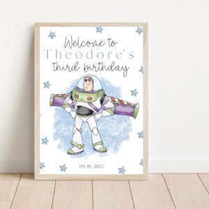 Buzz lightyear birthday welcome sign, toy story birthday welcome sign, two infinity and beyond, Disney character welcome sign