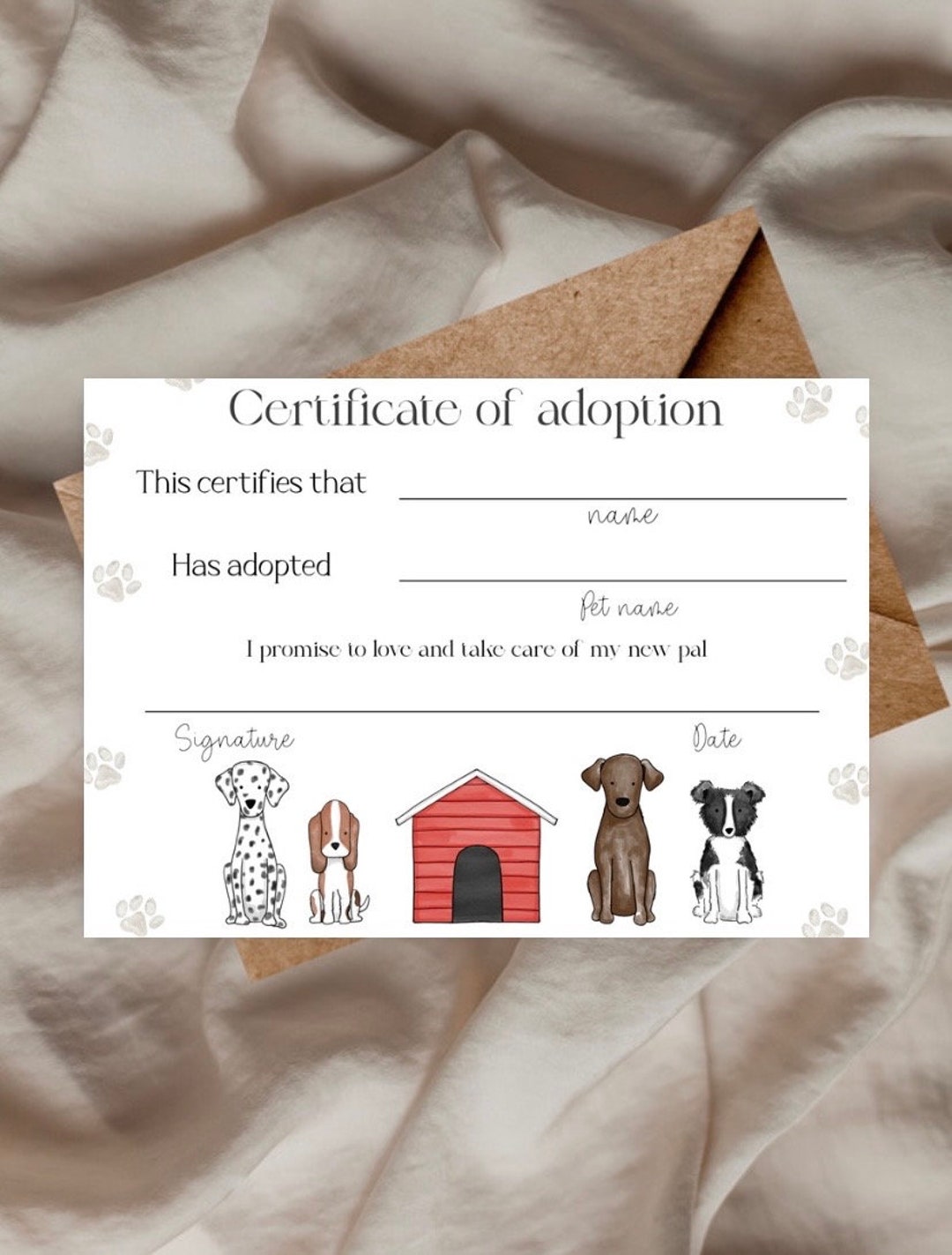 Certificate of Adoption for Puppy Theme Party, Dog Birthday, Lets Pawty ...
