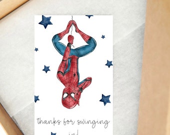 Cyfrowa etykieta z podziękowaniami urodzinowymi dla superbohatera, upominek urodzinowy z motywem Marvela, motyw urodzinowy Spidermana, dekoracja urodzinowa Hulka, produkt cyfrowy