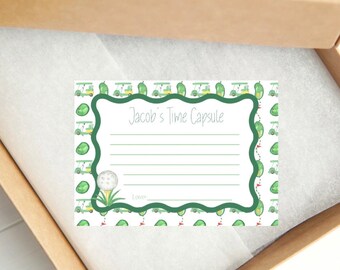 Golf theme editable time capsule card, first partee birthday theme, first birthday golf theme party, digital download, hole in one