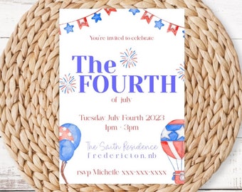 Fourth of July invitation, fourth of july bbq invite, 4th of july bbq party, summer invitation, fourth of july party invitation, 4th of july