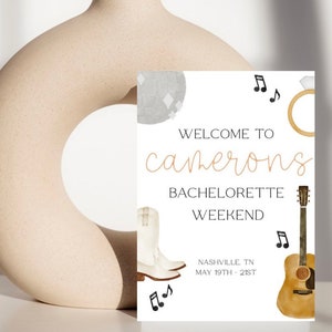 Nashville bachelorette welcome sign, last rodeo bachelorette, country bachelorette sign, hens party rodeo sign, nash bash, Nashville bach
