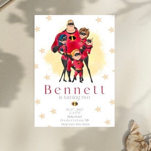 The incredibles theme party, pixar theme party, disney birthday invitation, mr.incredible invitation, pixar birthday invitation