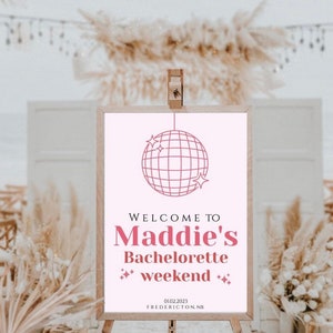 Disco Bachelorette Welcome sign, retro bachelorette theme, disco theme bachelorette sign, last disco bachelorette, hen party disco sign