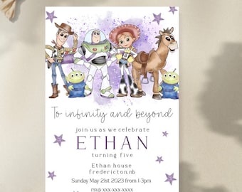 Buzz lightyear birthday invitation, toy story birthday invite, to infinity and beyond, Disney character birthday invite, instant download