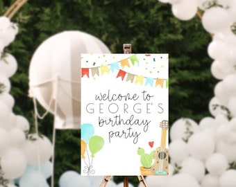 Taco twosday birthday welcome sign, taco theme birthday party, second birthday party, fiesta party theme welcome sign, editable sign