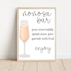 Cartello neutro per baby shower, cartello mimosa per baby shower, moderno e semplice cartello per baby shower, cartello minimalista per baby shower, stazione per bevande