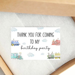 Train theme Birthday thank you tag, chugga chugga two two, birthday party thank you tag, editable and printable thank you tag