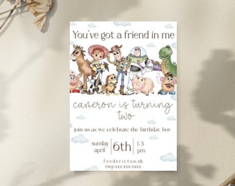 Toy story inspired birthday invite, editable printable digital birthday invitation, watercolor toy story, instant download
