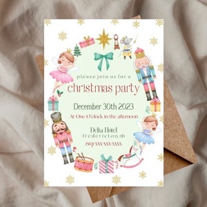 Christmas party invitation, christmas birthday invite, december birthday invite, christmas birthday party, nutcracker party invitation