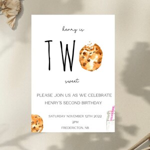 Second Birthday Cookie Theme, Digital Birthday Invitation