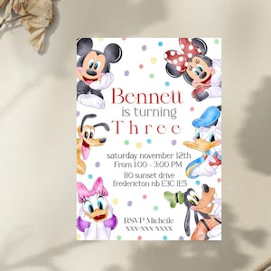 Disney-Geburtstags-Einladung, Disney-Thema einladen, Disney-Geburtstagsfeier, Mickymaus und Freunde Geburtstagsfeier, Disney Land Party