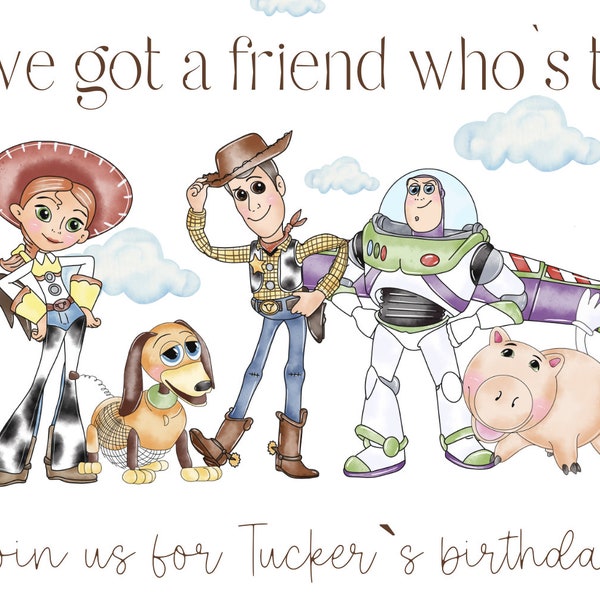 Custom Order: Toy story inspired birthday invite, editable digital birthday invitation, watercolor toy story, facebook event cover photo