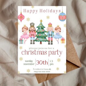 Christmas party invitation, christmas birthday invite, december birthday invite, christmas birthday party, nutcracker party invitation