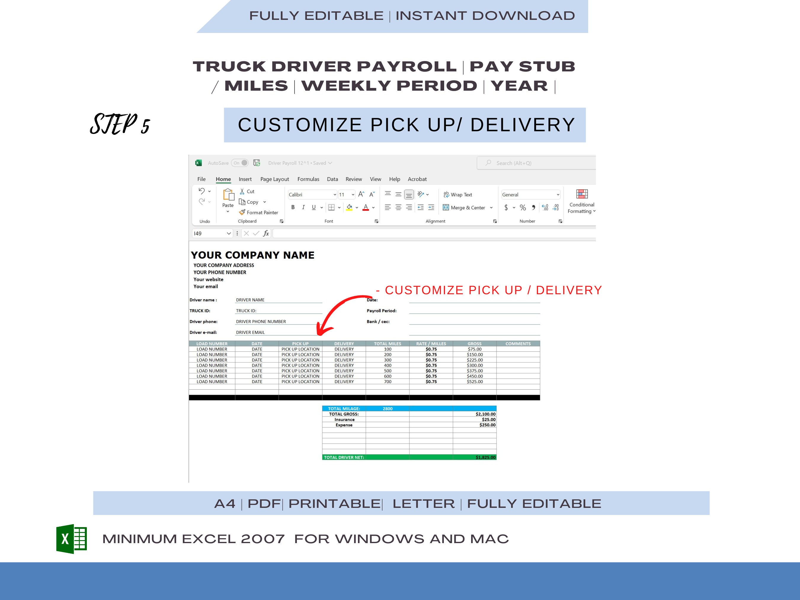Truck Driver Pay Roll Earning Statement Template Pay Slip Creator For 