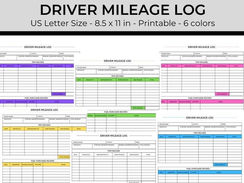 Driver Milage Log Printable Business Mileage Log Business Trip Miles