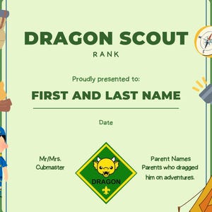 Certificado de explorador dragón (niño)