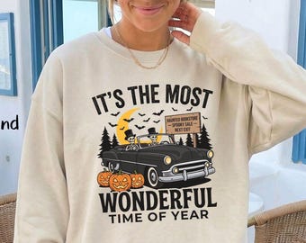 Halloween Skeleton Sweatshirt, Halloween Favorite Holliday Loves Halloween Wonderful Time of the Year, Trick or Treat Spooky Season