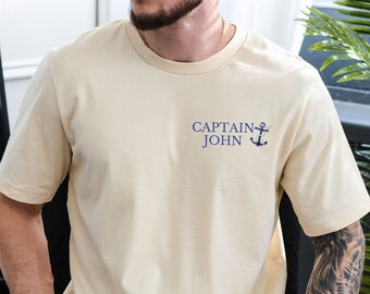 Custom Captain Boating T-Shirt Men's Personalize Boat Captain Name Gift, Boater's Gift for Boat Owner, Boating Shirt For Men I'm the Captain