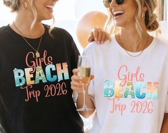 Girls Beach Trip Personalize Group Shirt, Custom Girls Friends Vacation Squad Tee, Family Vacation Group Shirt, Matching Sister Beach Shirts