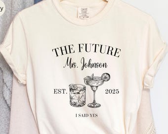 Comfort Colors® Custom Future Mrs T-Shirt Personalize Engagement Gift, Bride to be Shower Gift, Fiance Gift, Engaged Shirt, Newly Engaged
