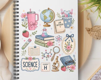 Science Teacher Notebook, Lab Teacher Journal, New Teacher Grad Gift, Application Week, Science Professor Spiral Notebook, Cute Tutor Gift