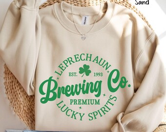 St Patrick's Brewing Co. Sweatshirt, St Patty's Day Sweater, Irish Shirt, St Paddys Lucky Crewneck, Saint Patricks Leprechaun Shamrock Shirt