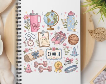 Coach Notebook, Gym Teacher Appreciation Gift, PE Teacher Gift, Physical Education Teacher Back to School Spiral Journal, Loves Teaching
