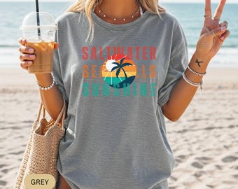 Comfort Colors® Sunshine Beach Shirt, Beachy Coastal, Trendy Summer Tshirt, Beach Tees, Vacation Outfits, Seashells Beach Lover Gifts