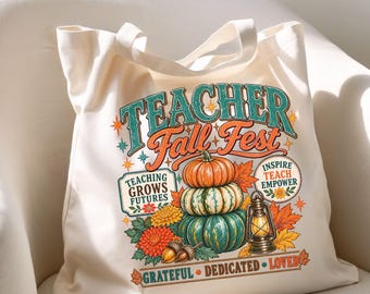 Teacher Fall Tote Bag, Fall Teacher Book Bag, Teacher Thanksgiving Carryall, Back to School Shirt, Teacher Appreciation Teaching Gift
