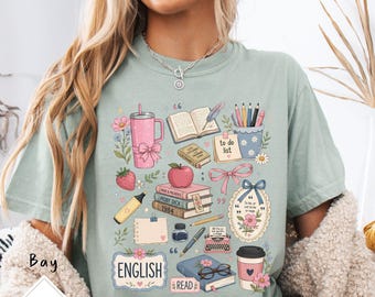 English Teacher Tee Reading Teacher Appreciation Gift, Cute Teacher Back to School Shirt, English Tutor Gift Loves to Read Sweatshirt
