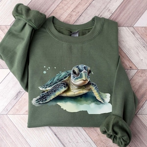Sea Turtle Sweatshirt, Sea Lover Shirt, Turtle Lovers Gift, Save Turtles Crewneck, Tortoise Shirt, Colorful Turtle Sweater, Cute Turtle Gift