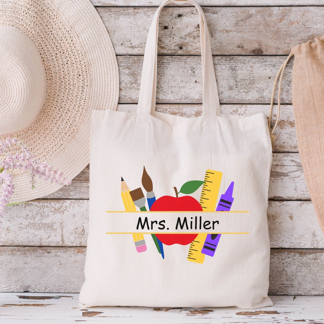 Personalized Teacher Tote Bag Gift Custom Name Teacher Shoulder Bag for ...