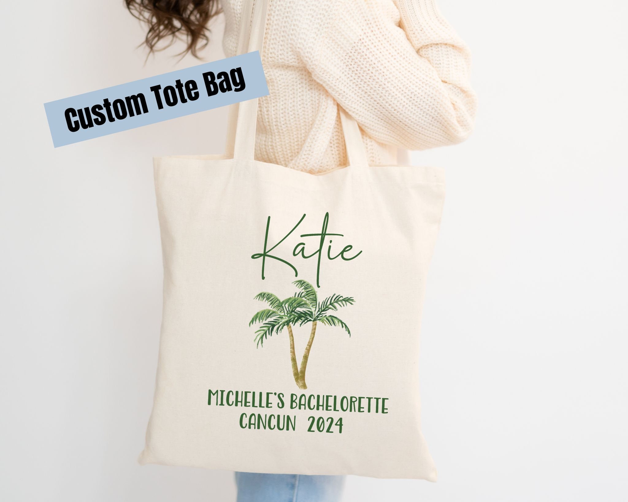 Personalized Destination Bachelorette Gift Favor Tote Bag, Custom ...