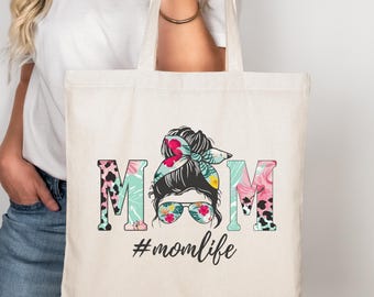 Mom Life Tote Bag, Cool Mom Canvas Tote Bag, Mom Beach Bag, Mom Tote Bag, Mama Shopping Bag, Mom Birthday Gift, Mothers Day Gift