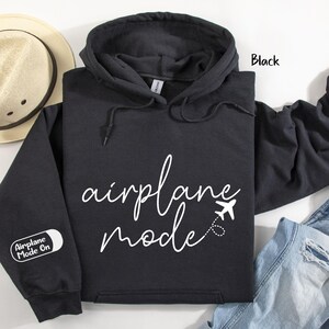 Sweat-shirt à capuche mode avion, chemise avion, pull de voyage, cadeau pour voyageur, sweat à capuche mode avion, chemise de vacances, col rond mode vacances image 2