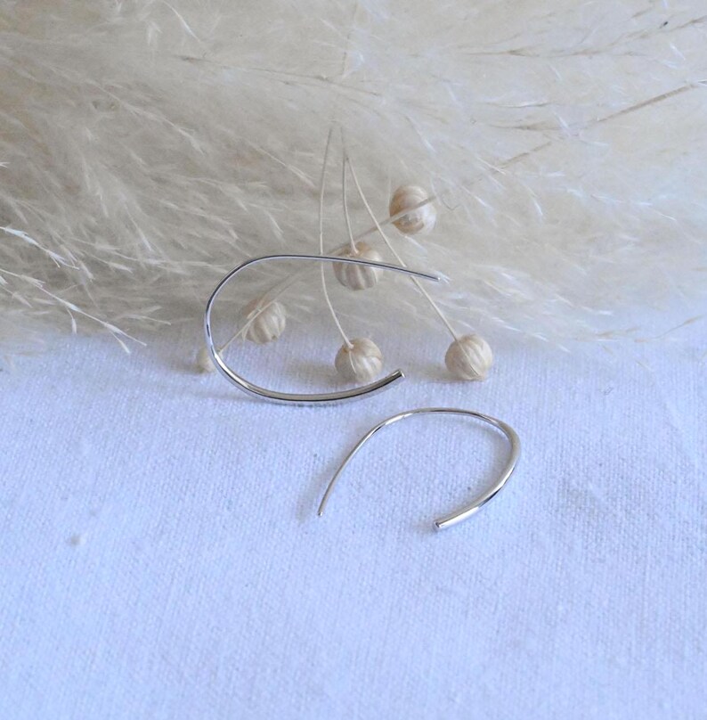 925 Sterling Silver 18K Gold U Shape Earrings, Open Hoop Huggies