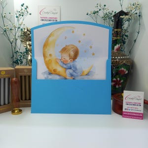 Blauer Babyparty-Einladungsumschlag - individuelles Design, Premium-Qualität, perfekt für Geburtstags- und Babypartyfeiern für Jungen, besondere Anlässe