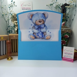Blaue Babyparty, Geburtstag, Baby-Party Einladungsumschlag - Kundenspezifisches Design für Jungen-Veranstaltungen, personalisiertes Premium-Partyzubehör, Feier