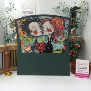 Enveloppe d'amour verte pour la Saint-Valentin, Enveloppes d'invitation personnalisables, parfaites pour les cartes de la Saint-Valentin, des mots d'amour, des lettres d'amour, des cadeaux d'amour